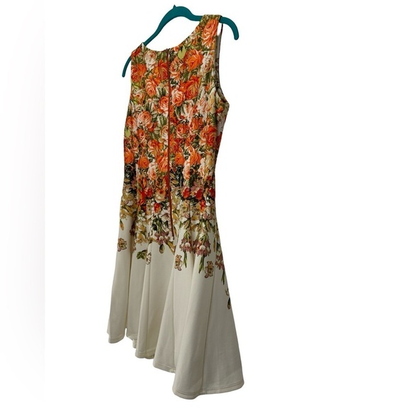 Gabby Skye Sleeveless Pink Orange Rose Floral Flared Dress Size 8 - Picture 8 of 16